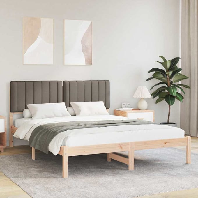 vidaXL - Bedframe - met - Gevoerde - Hoofdbord - Taupe - 160 - x - 200 - cm