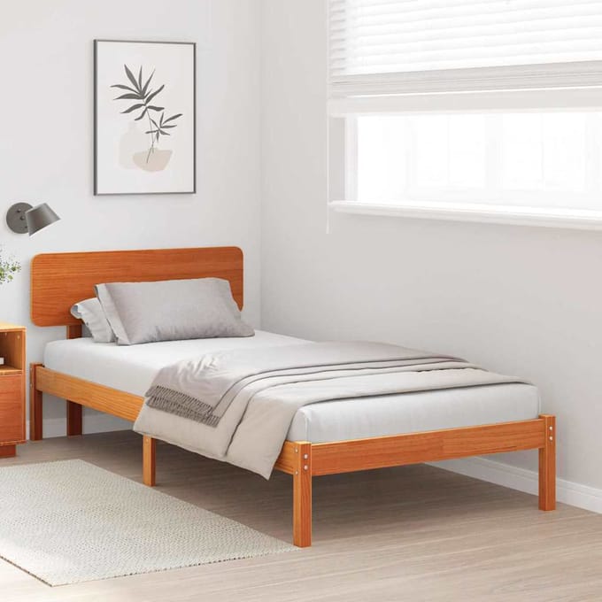 vidaXL - Bedframe - met - hoofdeinde - Wasbruin - 80 - x - 200 - cm - Massief - grenenhout