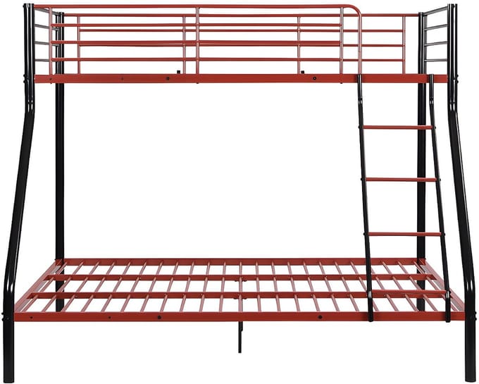 Vente-unique Stapelbed metaal zwart, rood 90 x 190 cm, 140 x 190 cm