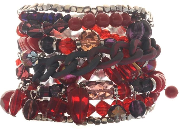 Behave - Armband kralen breed - Dieprode flair - Voor avondoutfits