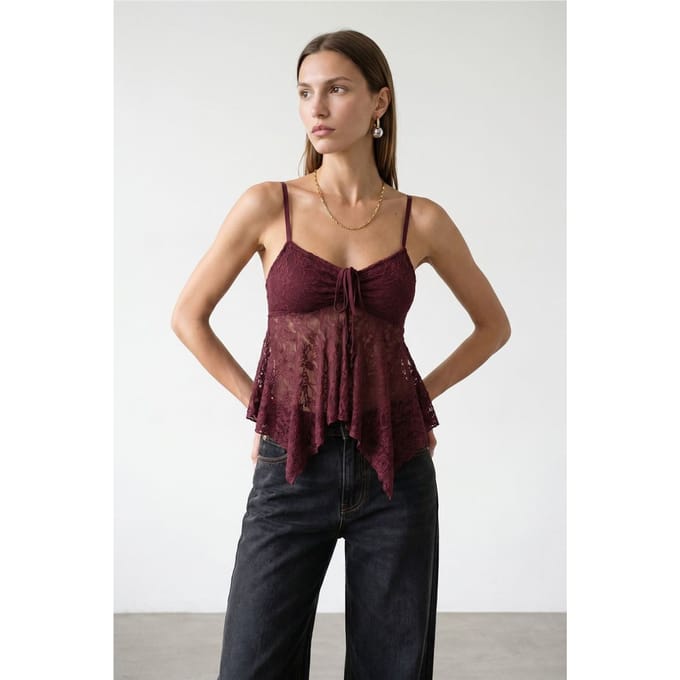 Kant strikvoorzijde mouwloze blouse