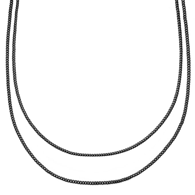 Rico Gelaagde Zwarte Dubbele Schakelketting