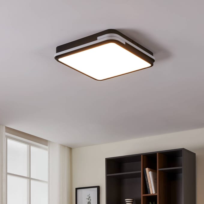 EGLO connect.z Genovese-Z Smart Plafondlamp - 47 cm - Zwart/Wit - Instelbaar RGB & wit licht - Dimbaar - Zigbee