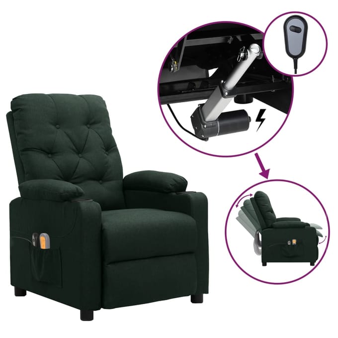 vidaXL - Massagestoel - elektrisch - verstelbaar - stof - donkergroen