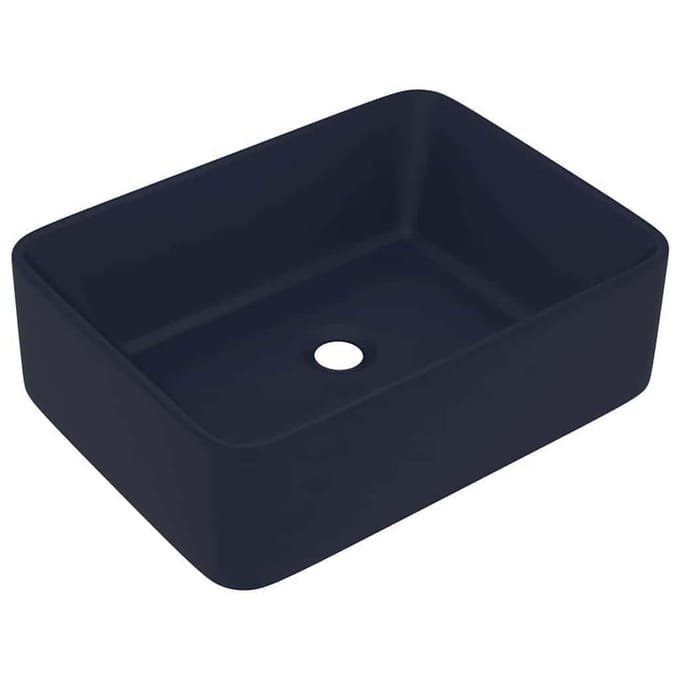 vidaXL - Wastafel - 41x30x12 - cm - keramiek - mat - donkerblauw