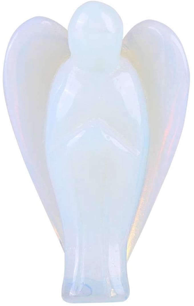 Dailygoods- Engel Beeldje Opaal Rozenkwarts - Mini Standbeeld - Decoratie - Beschermengel - Helende Steen - Thuis Decor