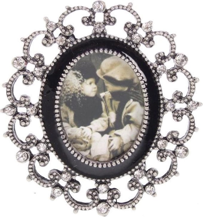 Fotolijstje ovaal zwart/antiek zilver kleur