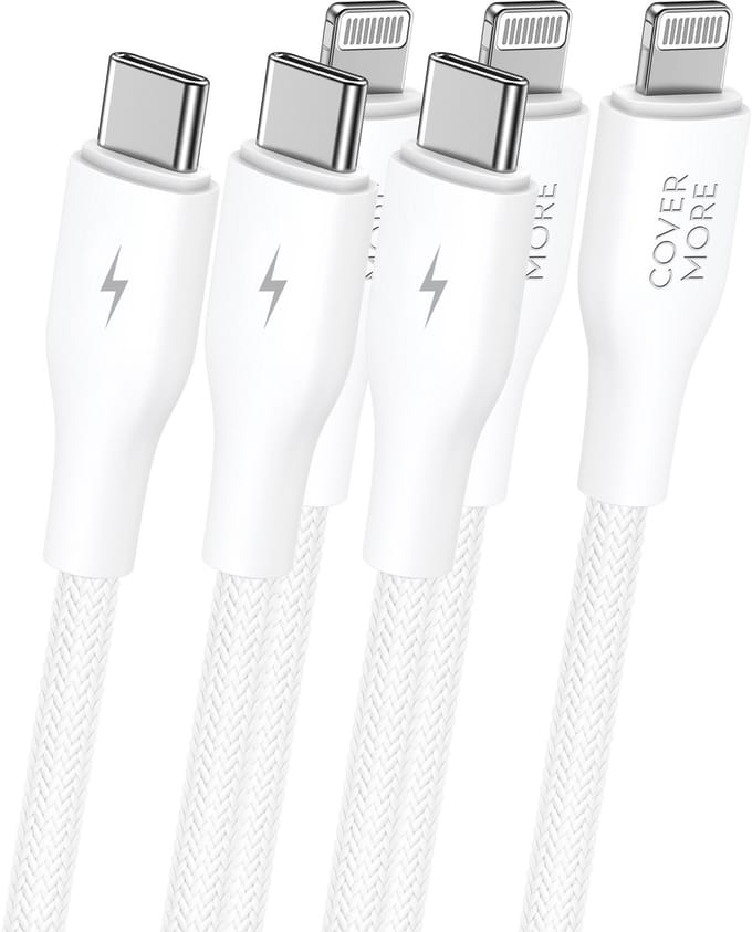 Oplaadkabel geschikt voor iPad air 1 2 2017 2018 2019 2020 2021 met Apple Lightning ingang kabel - 1m - 4 stuks - Wit