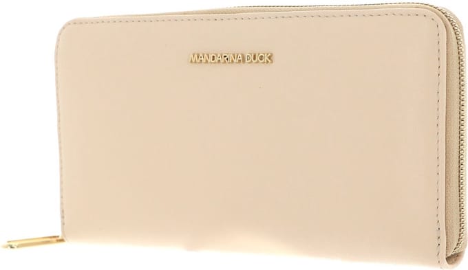 MANDARINA DUCK Leren Portemonnee Luna Zip Around Wallet Macadamia Wit