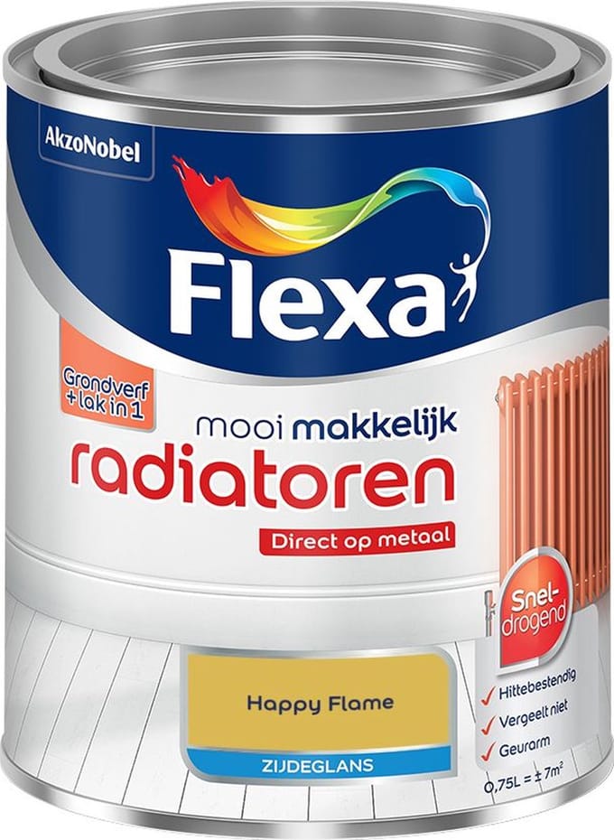 Flexa - Mooi Makkelijk Radiatoren Zijdeglans - Happy Flame - Mengverf - 750 Ml