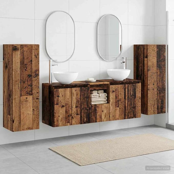 vidaXL - Badkamermeubel - Set - 5 - st - Oud - hout - 33 - x - 34,5 - x - 100 - cm