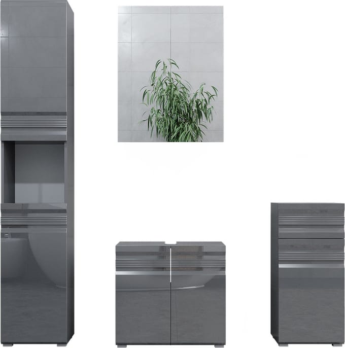 Vicco Badkamermeubel set Fredd, Antraciet Hoogglans, 4-delig