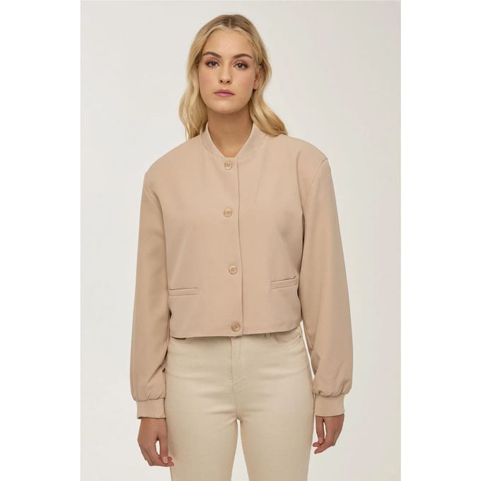 Collegekraag Dubbelzak Cropped Jacket