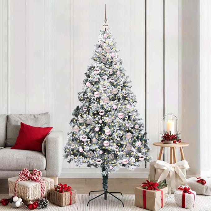 vidaXL - Kunstkerstboom - Wit - 210 - cm - PVC - en - Staal - en - Kunststof