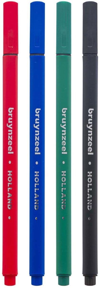 Fineliner - set 4 basis kleuren - Bruynzeel