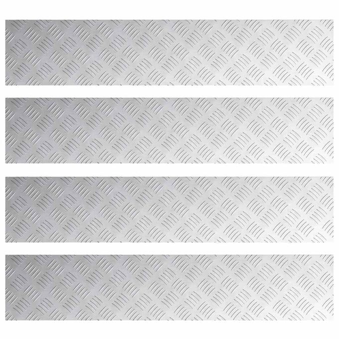 Marche d'escalier Angle droit 4 pièces Argent 100 x 20 cm Aluminium