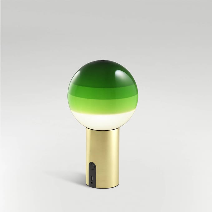 MARSET Accu-tafellamp Dipping Light, groen/messing