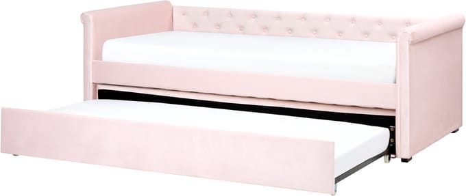 LIBOURNE - Onderschuifbed - Pastelroze - 90 x 200 cm - Polyester