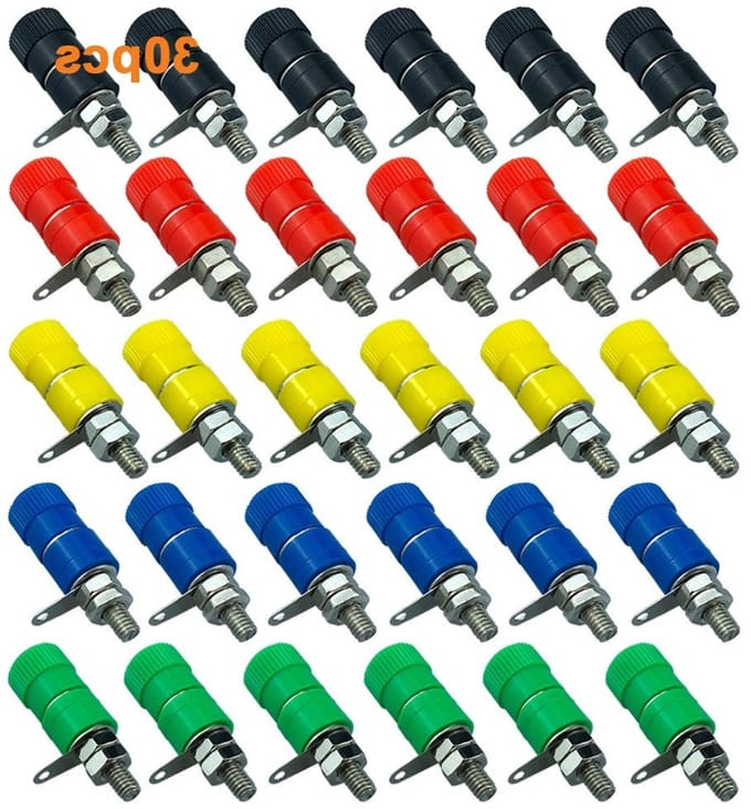 Set van 30 Premium 4 mm Banana Socket Binding Post Terminals in 5 Kleuren voor Audio- en Elektronische Toepassingen