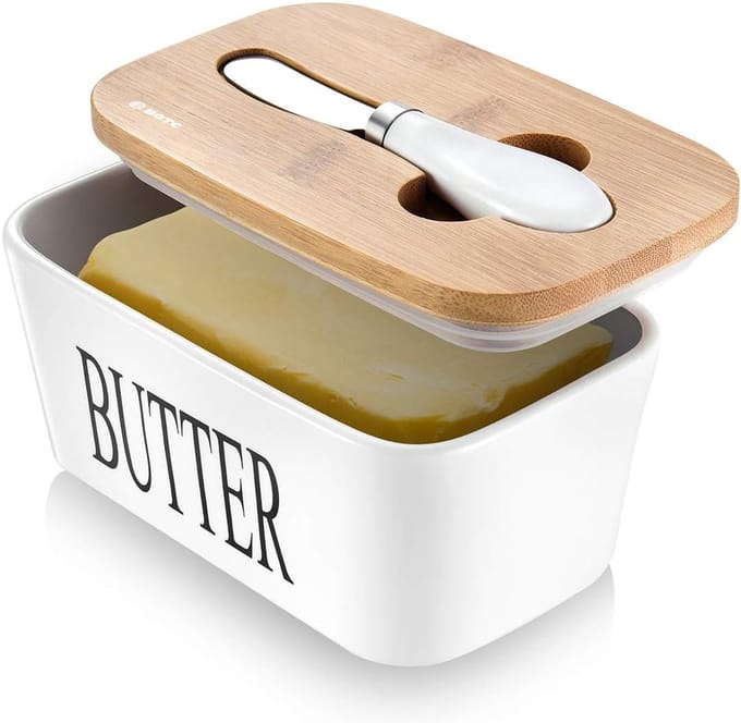 BOTC Botervloot met Botermes - 600ml - Botervlootje Vershouddoos - Botervloot met Deksel - Wit