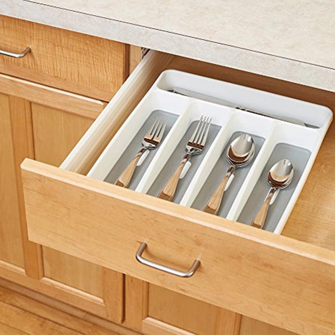 5 Vakken Bestek Organizer Plastic Mes Vork Opbergbak Bestekbak gray