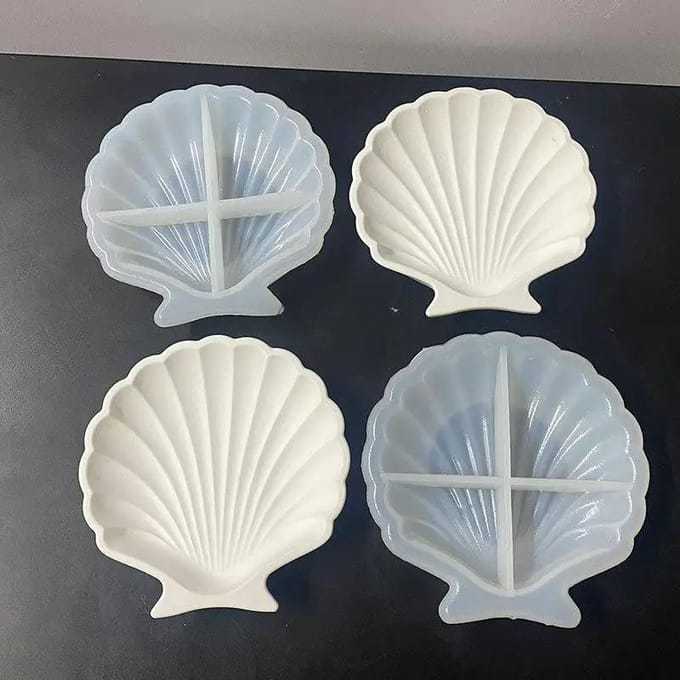 3D Schelp Siliconen Mal Diy Epoxy Hars Sieraden Schaal Schaal Opbergbak Druppel Oceaan Stijl Kandelaar Gips Mal gray