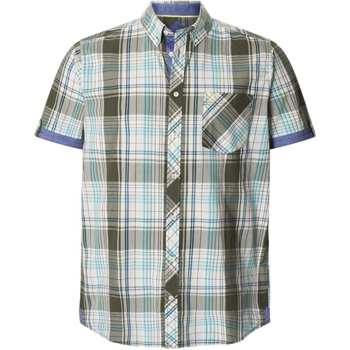 Jan Vanderstorm herren Overhemd Met Korte Mouwen - 47/48 - olijf - Plus Size