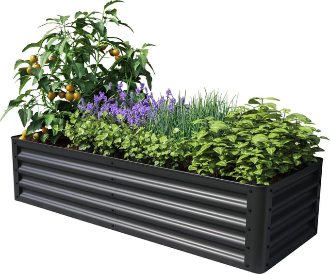 PRIMEYARD Moestuinbak LUCA antraciet stalen constructie 150x60x35 cm