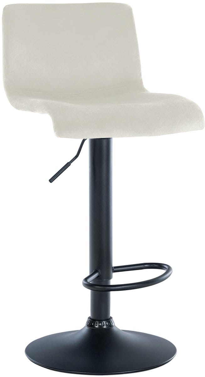 CLP Barkruk Hover - met rugleuning - verstelbaar - draaibar - metalen frame - fluweel - zwart/creme
