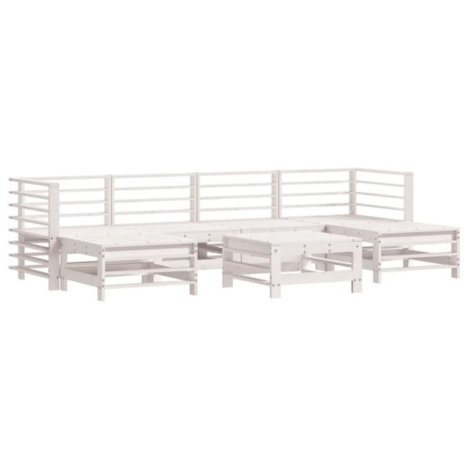 vidaXL - 7-delige - Loungeset - met - kussens - massief - hout - wit