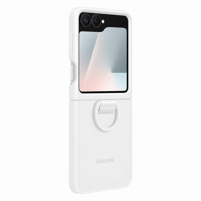 Samsung Silicone Case with Ring for Galaxy Z Flip7 FE | Z Flip6 - White