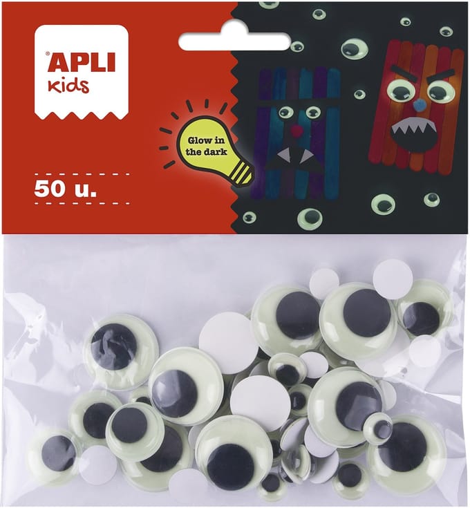 APLI Kids knutsel ogen glow in the dark - 50 stuks creatief speelgoed.