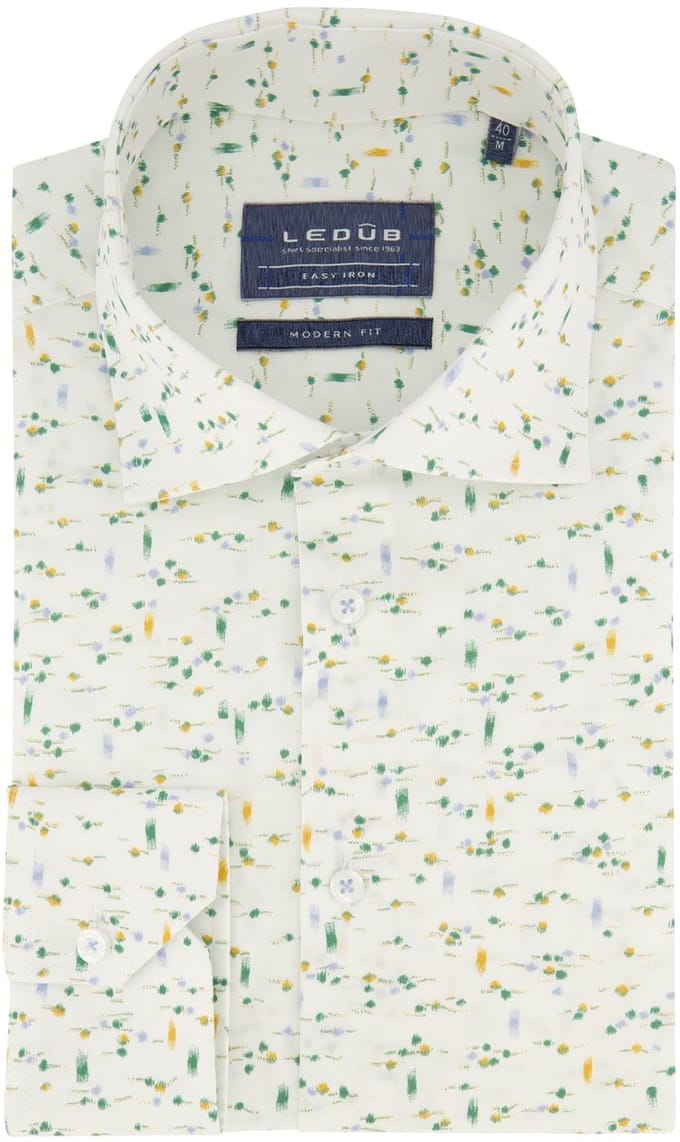 Ledub overhemd Modern Fit wit geprint