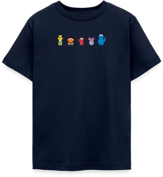 Sesamstraat Pixelontwerp Personages T-Shirt Tiener