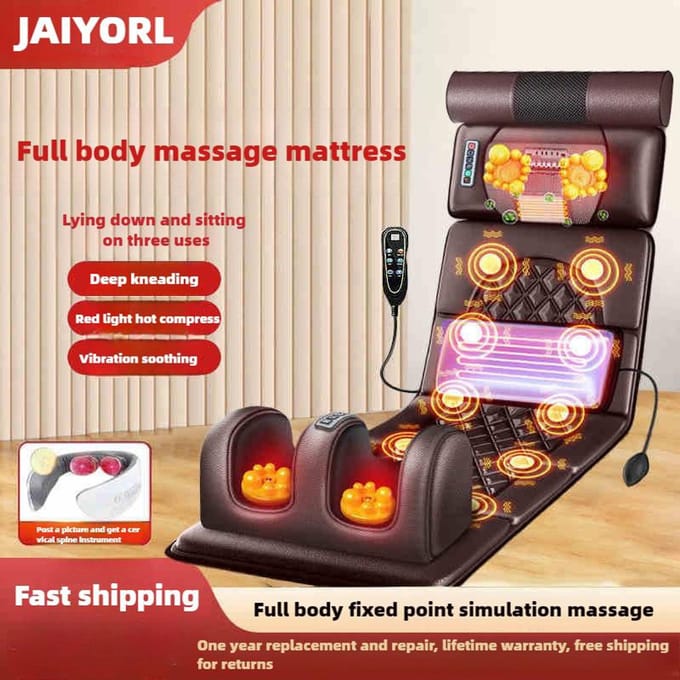 Matelas de Massage Électrique pour Tout le Corps avec Chauffage Commande Manuelle Airbag Épaule Cou Taille Massage du Dos Genoux Coussin Vibrant US Plug