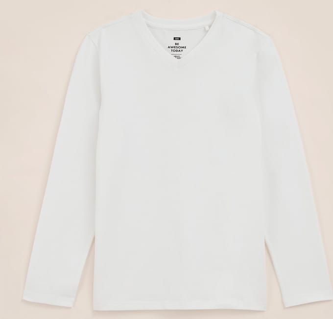 WE Fashion Jongens basic T-shirt met V-hals