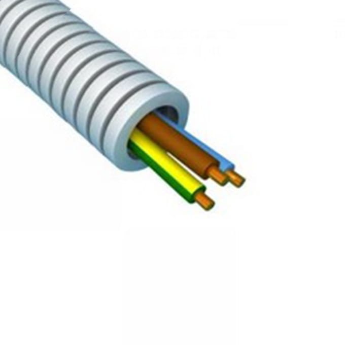Preflex flexibele buis 16mm met 3 x 2,5 mm draad grijs 100 meter