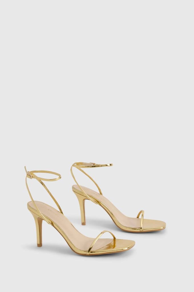 boohoo Dames Breed Passend Metallic Nagenoeg Onzichtbare Lage Stiletto Hakken | Goud | Maat: 37