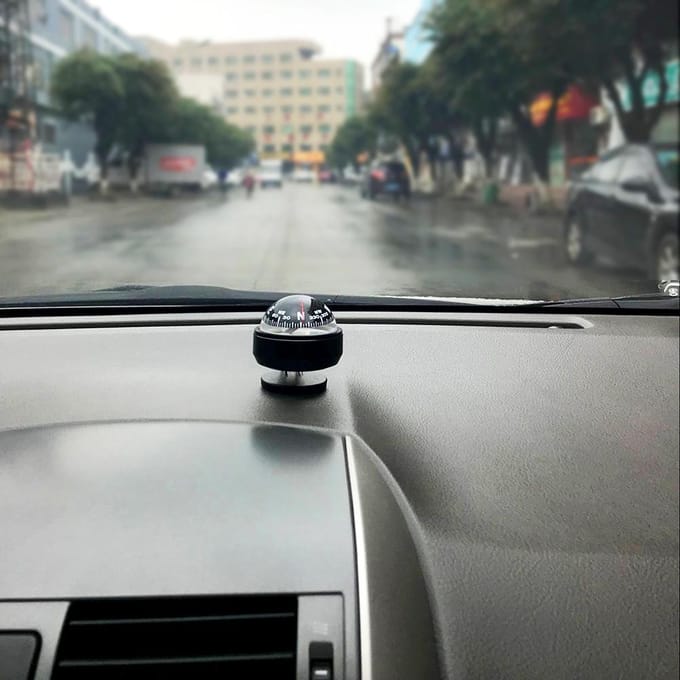 Auto Dashboard Mount Navigatie Kompas Bal Plastic Richtingaanwijzer Camping Wandelen zwart