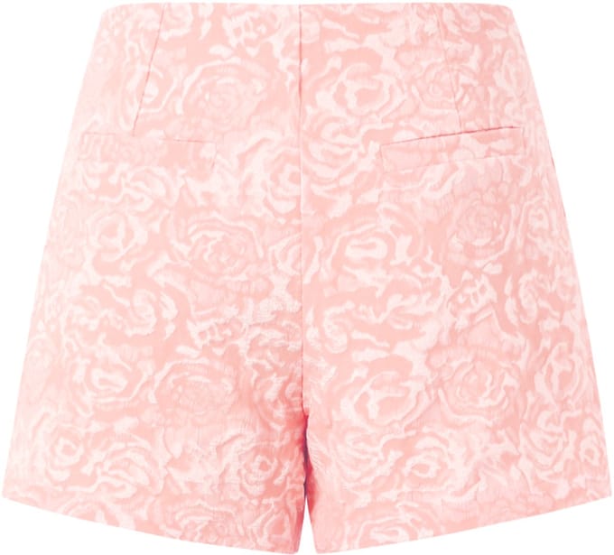 Elegante Geweven Vrouwen Shorts met Bloemenprint - Roze - Maat M