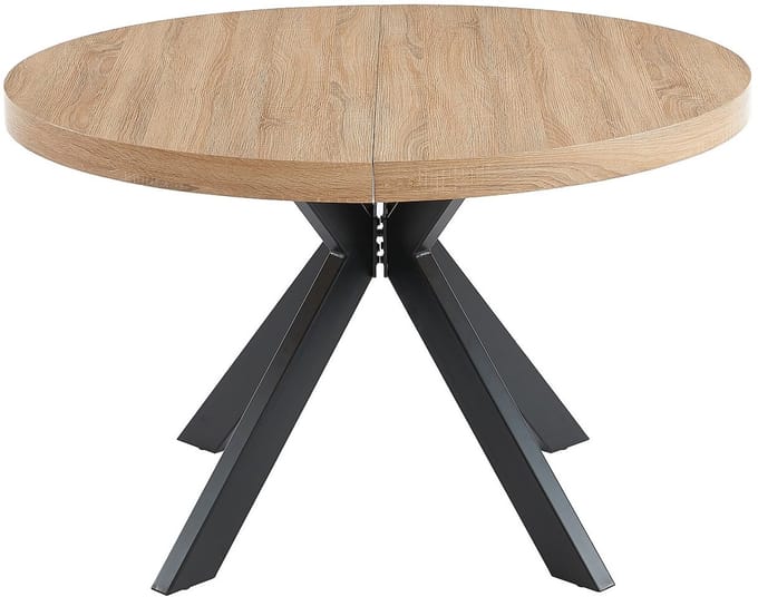 Vente-unique Uitschuifbare eettafel voor 4 tot 8 personen van MDF en staal - Licht naturel en zwart - KOMONI