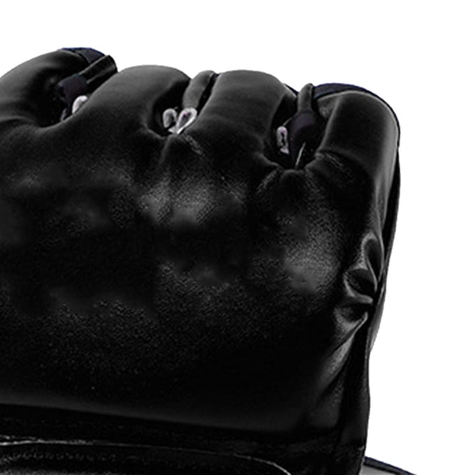 1 paire de gants de boxe absorbant les chocs, demi-doigts, pour entraînement Sanda, Muay Thai, MMA black