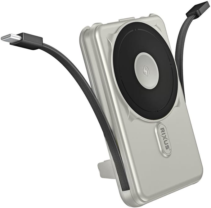 Rixus RXPB76A MagSafe Powerbank 10000mAh With Built-in Cable Silver