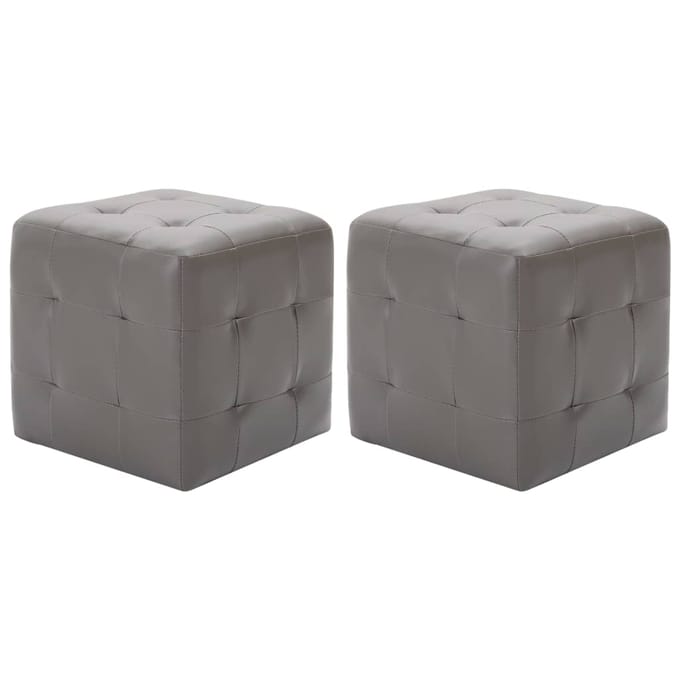 vidaXL - Poef - 2 - st - 30x30x30 - cm - kunstleer - grijs
