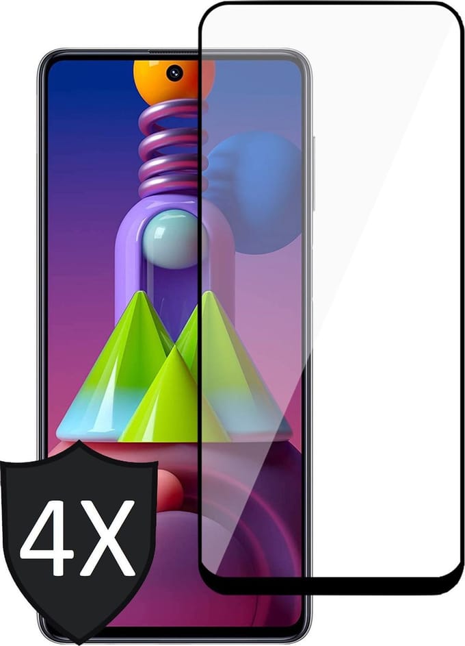 Screenprotector geschikt voor Samsung M51 - 4x Glas Full Screen Protector