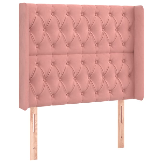 vidaXL - Hoofdbord - LED - 93x16x118/128 - cm - fluweel - roze