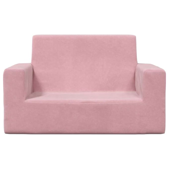 vidaXL - Kinderbank - 2-zits - zacht - pluche - roze