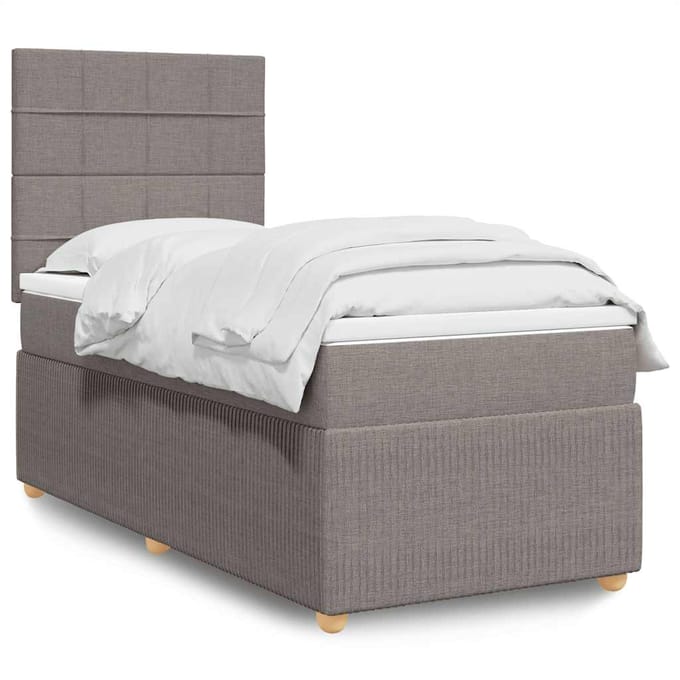 vidaXL - Boxspring - met - matras - stof - taupe - 100x200 - cm