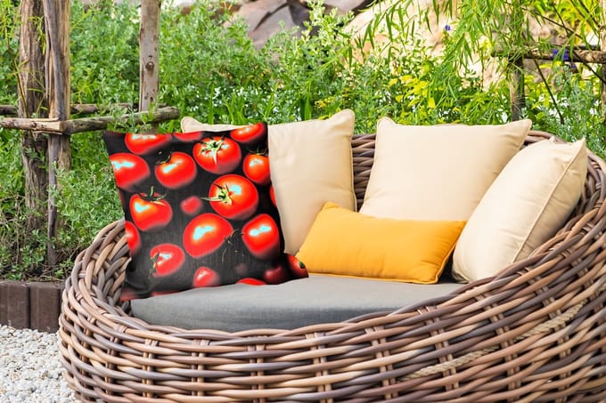 Buitenkussen - Groente - Rood - Tomaten - 45x45 cm - Weerbestendig