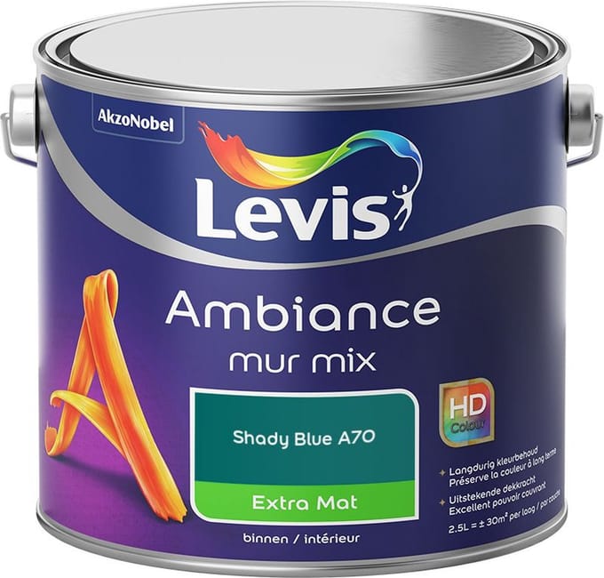 Levis - Ambiance Mur Extra Mat Mix - Shady Blue A70 - Mengverf - 2,5 L
